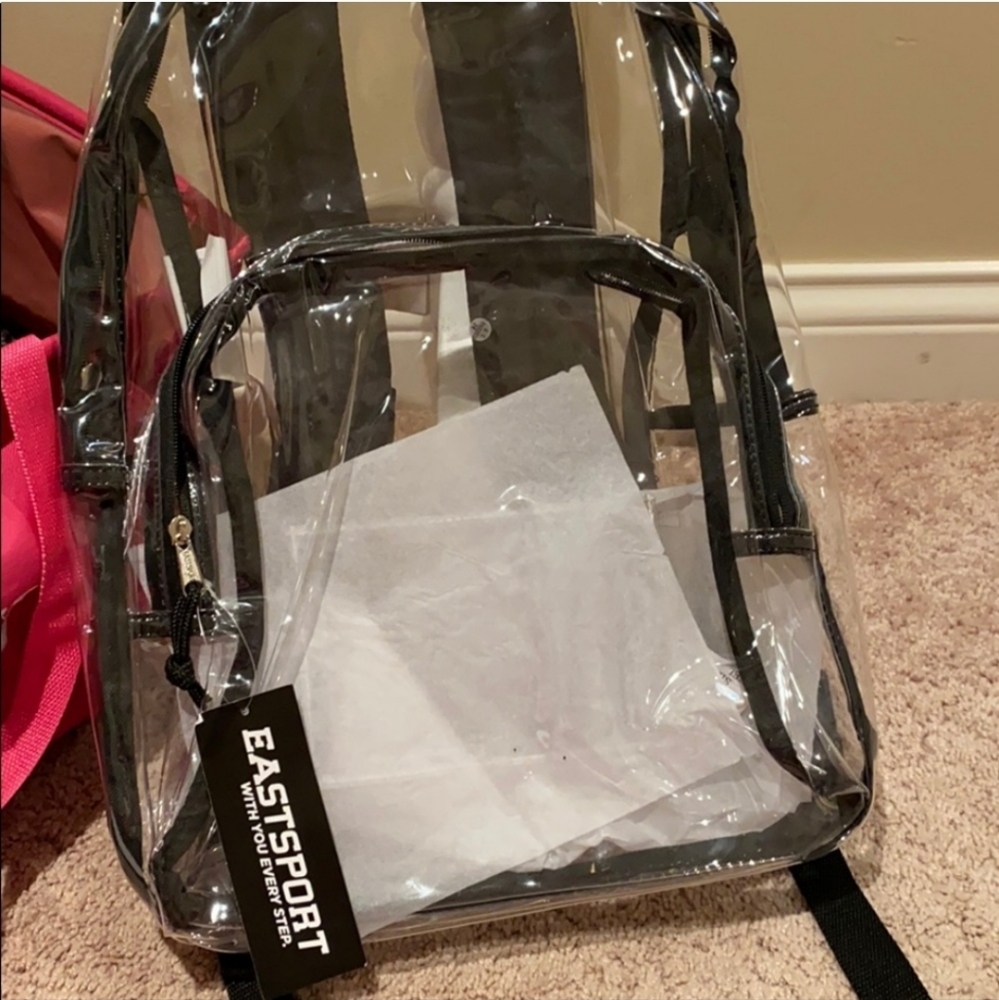 NWT Eastsport black clear backpack 18x13x5”